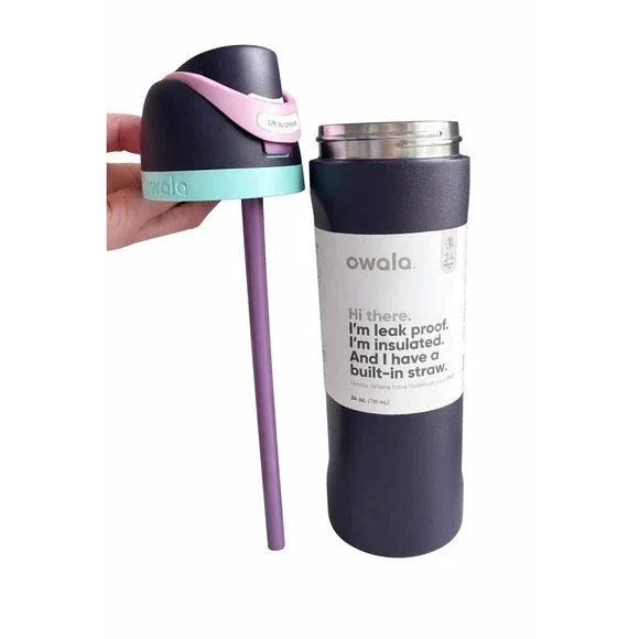 Owala FreeSip 24oz Insulated Stainless Steel Water Bottle Retrograde Navy Purple - Picture 2 of 4